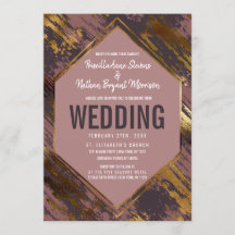 Casamento Dourado Roxo Mauve Brushstrokes
