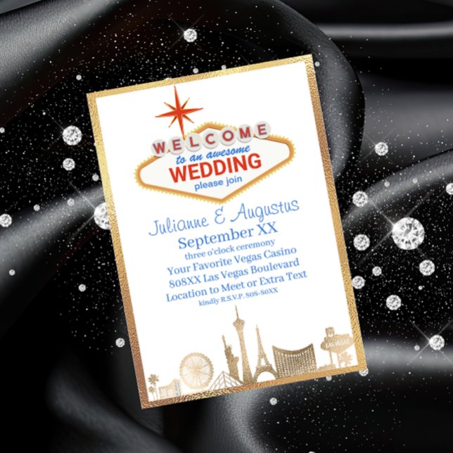 Convite Casamento Dourado Skyline Las Vegas (Criador carregado)