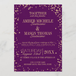 Convite Casamento Dourado Sparkle Stars Twinkle