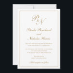 Convite Casamento Dourado tradicional monograma formal ele<br><div class="desc">O estilo tradicional é um convite de casamento de ouro falso com um design simples e clássico com seu monograma inicial e seus nomes em um dentro de caligrafia elegante de uma fronteira fina. Todos os elementos de design podem ser alterados na ferramenta de edição de design. Estes convites de...</div>