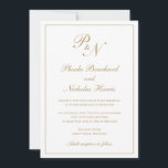 Convite Casamento Dourado tradicional monograma formal ele<br><div class="desc">O estilo tradicional é um convite de casamento de ouro falso com um design simples e clássico com seu monograma inicial e seus nomes em um dentro de caligrafia elegante de uma fronteira fina. Todos os elementos de design podem ser alterados na ferramenta de edição de design. Estes convites de...</div>