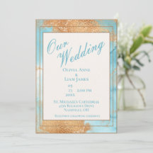 Casamento Dourado Turquoise Abstrato