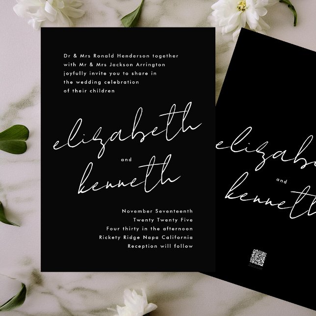 Convite Casamento Dourado Tuxedo com Nomes Personalizados  (Criador carregado)