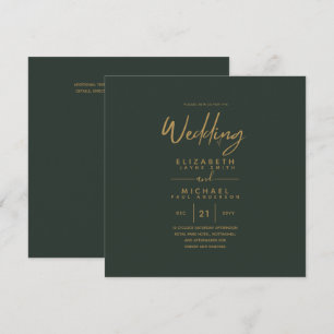 Convite Casamento Dourado Verde Moderno