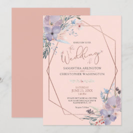 Convite Casamento Dourado Watercolor Floral Terra Cotta