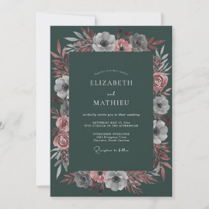 Convite Casamento Dramático de Inverno Verde Esmeralda
