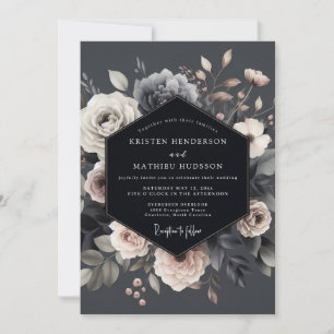 Convite Casamento Dramático Flora Slate