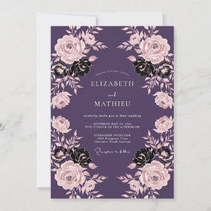 Convite Casamento Dramático Gótico Ameixa