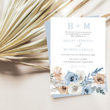 Casamento Dusty Blue Boho Monograma