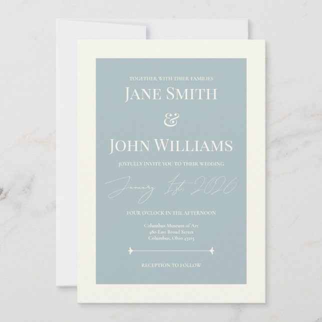 Convite Casamento Dusty Blue Eterno 5x7 (Frente)