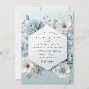 Convite Casamento Dusty Blue Frosted Flora