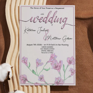Convite Casamento Dusty Pink Floral Watercolor