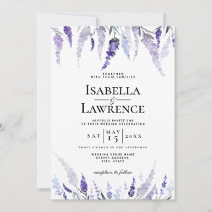 Convite Casamento Dusty Purple Floral Lavanda Watercolor
