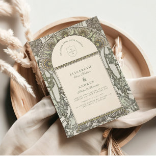 Convite Casamento Dusty Sage Art Nouveau
