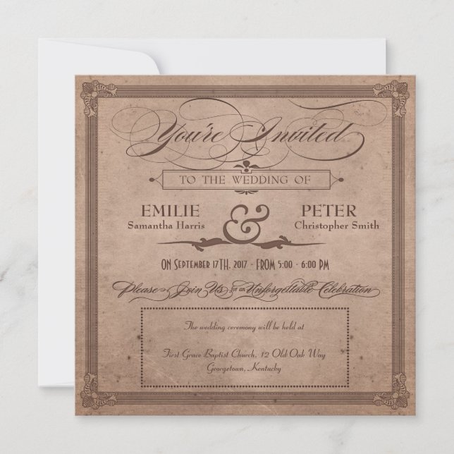 Convite Casamento e Recepção de Cacau Russo poster vintage (Frente)