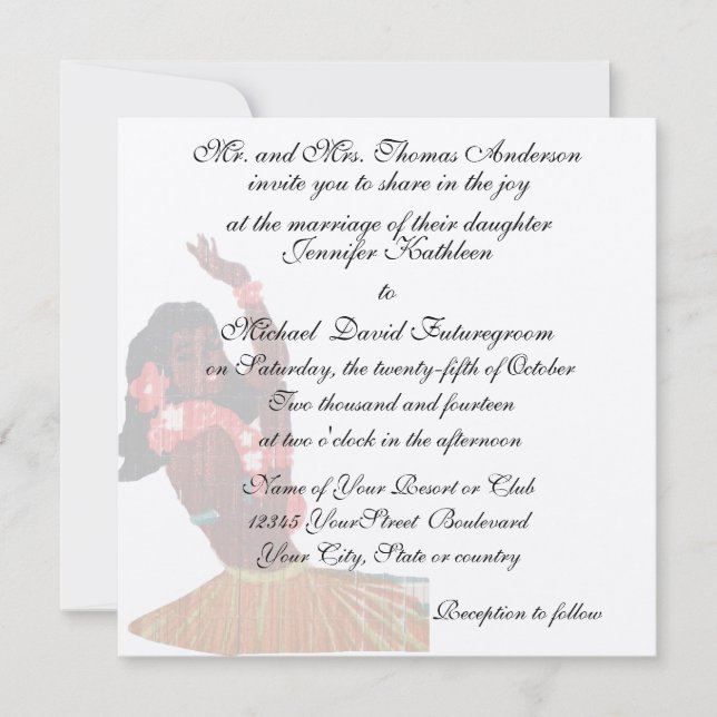 Convite Casamento e recepção tropicais havaianos do (Frente)