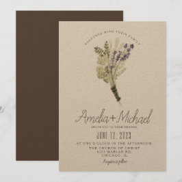 Convite Casamento Ecológico Minimalista com Aquarela de La