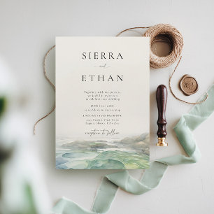 Convite Casamento Ecru Elegante Ecru Piscina de Costeira