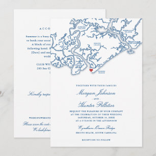 Convite Casamento Edisto Beach Tudo-em-Um com QR RSVP