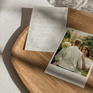 Convite Casamento Editável de Dinheiro Antigo em Verde Sag