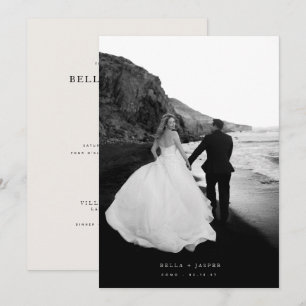 Convite Casamento Editorial de Foto Preto e Branco Minimal
