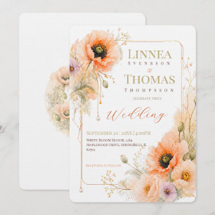 Convite Casamento Editorial Elegante Poppy Blush Suave