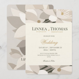 Convite Casamento Editorial Moderno Abstrato Bege Neutro