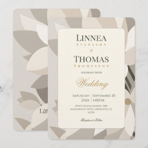 Convite Casamento Editorial Moderno Abstrato Bege Neutro