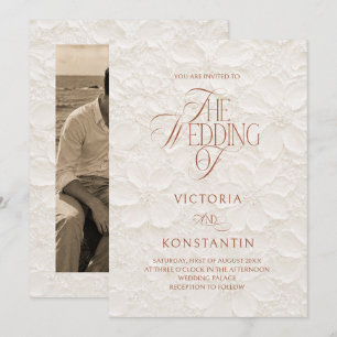 Convite Casamento Editorial Terracota de Marfim