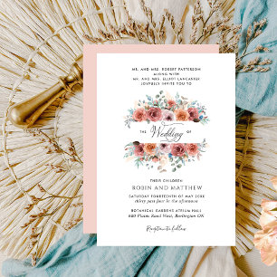 Convite Casamento "Eetéreo", Peach e Blue Floral