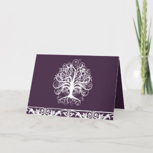 Convite Casamento - EggPlant & White Swirl Tree