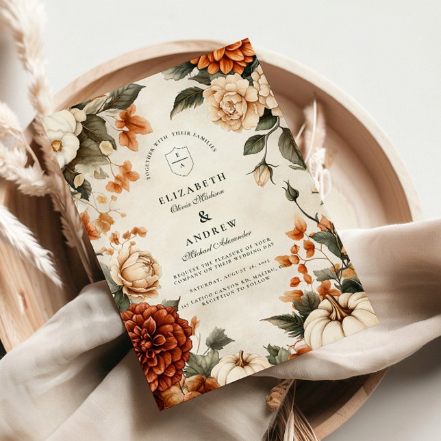 Convite Casamento Elegância Abóbora e Especiarias (Criador carregado)
