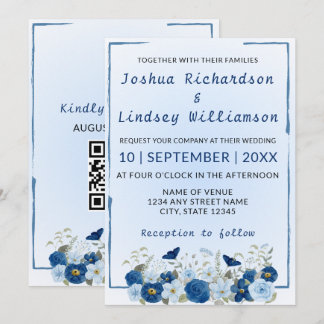 Convite Casamento Elegância Botânica Azul