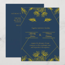 Convite Casamento Elegância Dourada