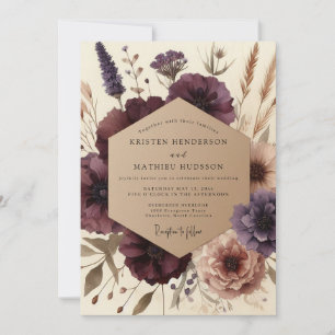 Convite Casamento Elegância Flor de Ameixa Outono