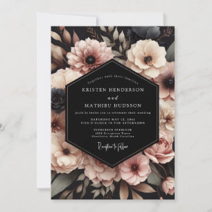 Convite Casamento Elegância Floral Rosa Corado