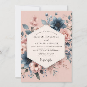 Convite Casamento Elegância Floral Rosa Empoeirada