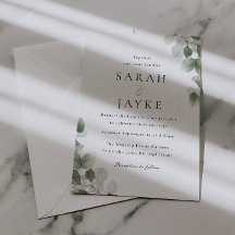Casamento Elegância Folha Verde Aquarela