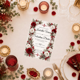 Convite Casamento Elegância Romântica de Frutas de Inverno