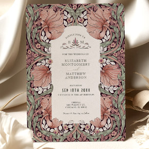Convite Casamento Elegância Vintage Verde Sálvia Rosa Pimp