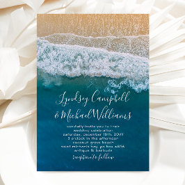 Convite Casamento Elegant Beach Blue Ocean