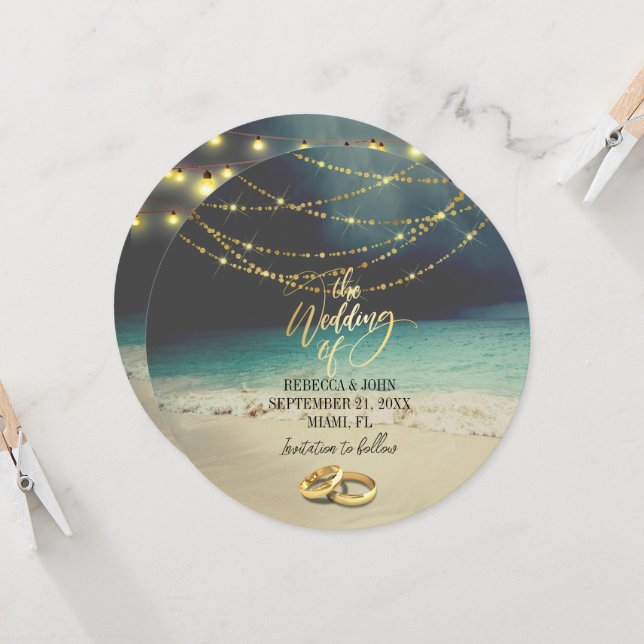 Convite Casamento Elegant Beach Summer (Frente/Verso In Situ)