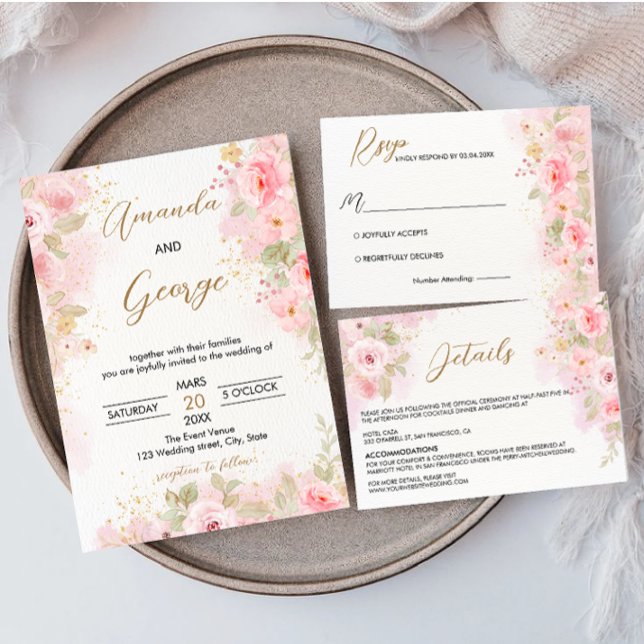 Convite Casamento Elegant Rose (Criador carregado)