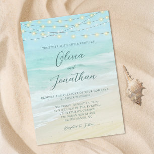 Convite Casamento Elegant Script Beach Ocean