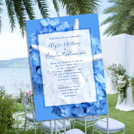Convite Casamento Elegante à Beira-Mar Flores Azuis Estrel