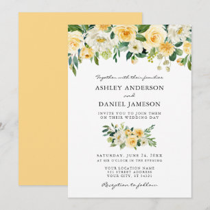Convite Casamento Elegante Amarelo Branco Amarelo