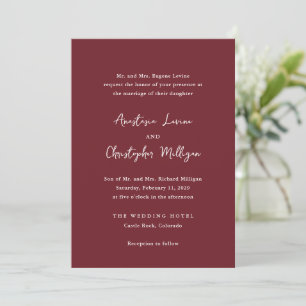Convite Casamento Elegante Anastasia Burgundy