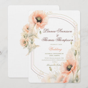 Convite Casamento Elegante Arco Pérola Amarelo Rosa Suave