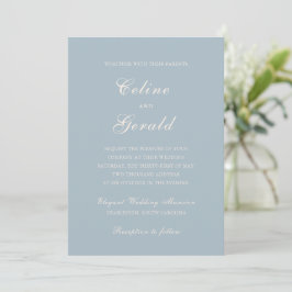 Convite Casamento Elegante Azul Clássico Muted