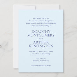 Convite Casamento Elegante Azul em Pó Moderno